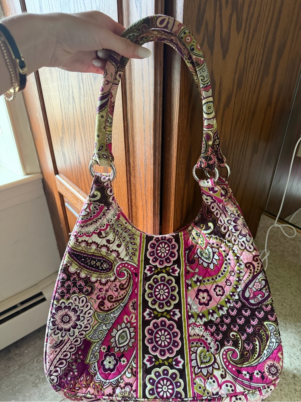 Vera Bradley Pink & Brown Paisley Quilted Shoulder Bag